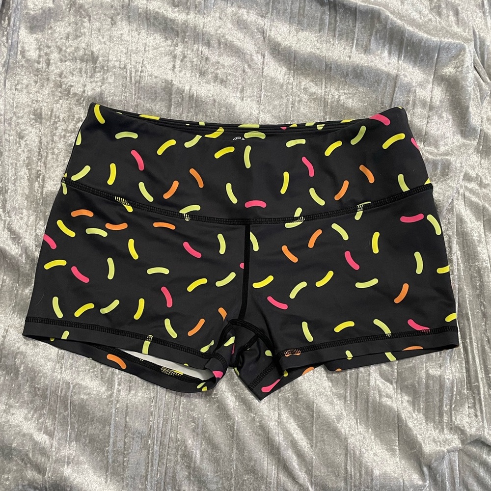 Feed Me Fight Me Black Sprinkle Donut Shorts